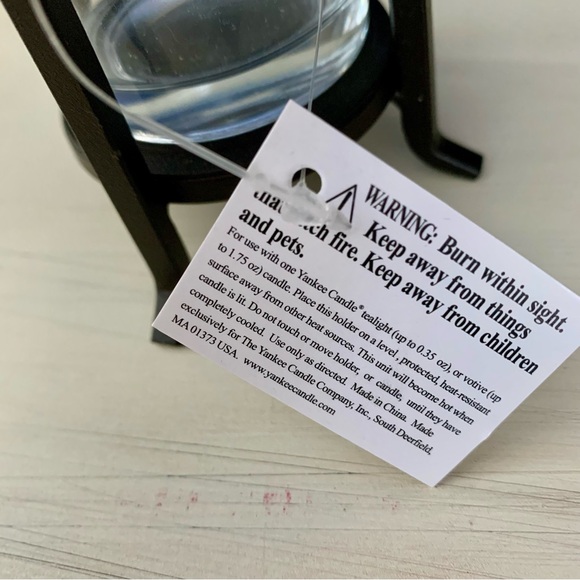 Raised Iron Small Candle Holder with Glass Insert | Yankee Candle | 3.5”x3” - Picture 7 of 7